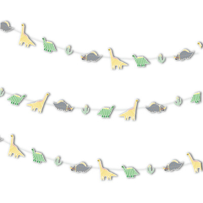 Vienkrāsains dinozauru reklāmkarogs karikatūra kaktuss dinozauru vītne, bērni zēni dod priekšroku laimīgiem džungļu safari Dino Roar dzimšanas dienas ballīšu dekori