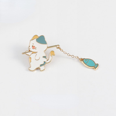 Kawaii kalapüügi kassipoegade märgid Multikas kass Täismetallist prossid Riietus Rõivad Kaunistus Koolikott Kosmeetikakottide nööpnõelad