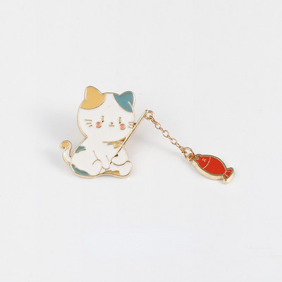 Kawaii kalapüügi kassipoegade märgid Multikas kass Täismetallist prossid Riietus Rõivad Kaunistus Koolikott Kosmeetikakottide nööpnõelad