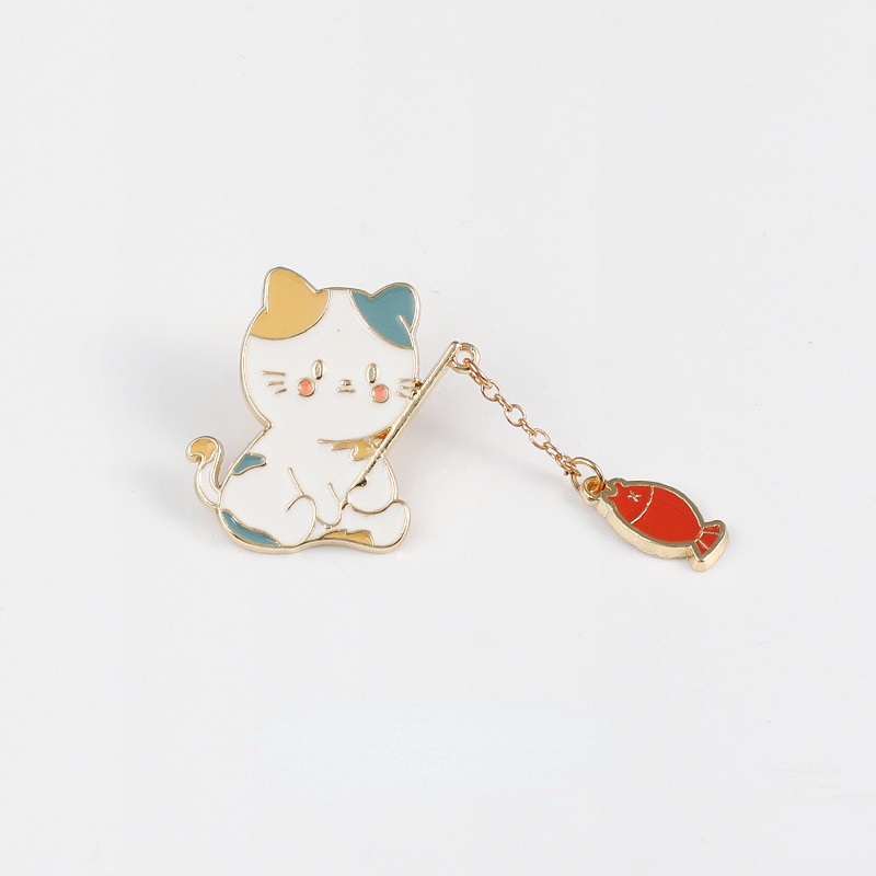 Kawaii kalapüügi kassipoegade märgid Multikas kass Täismetallist prossid Riietus Rõivad Kaunistus Koolikott Kosmeetikakottide nööpnõelad