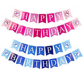 Suņa ķepu apdruka Garland karājas kucēns Daudz laimes dzimšanas dienā Reklāmkarogs bērnu dušai Baby Boy Girl Pet Bot tematiskā ballītes dekorēšana