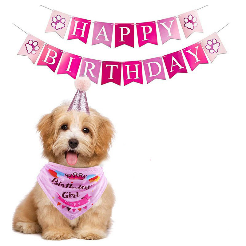 Suņa ķepu apdruka Garland karājas kucēns Daudz laimes dzimšanas dienā Reklāmkarogs bērnu dušai Baby Boy Girl Pet Bot tematiskā ballītes dekorēšana