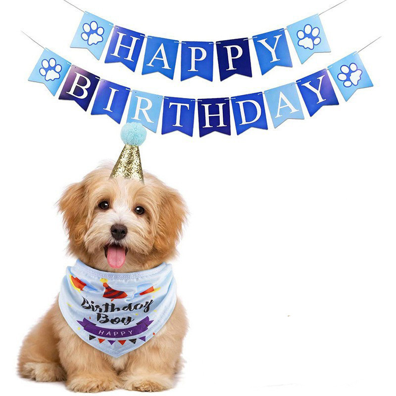 Suņa ķepu apdruka Garland karājas kucēns Daudz laimes dzimšanas dienā Reklāmkarogs bērnu dušai Baby Boy Girl Pet Bot tematiskā ballītes dekorēšana