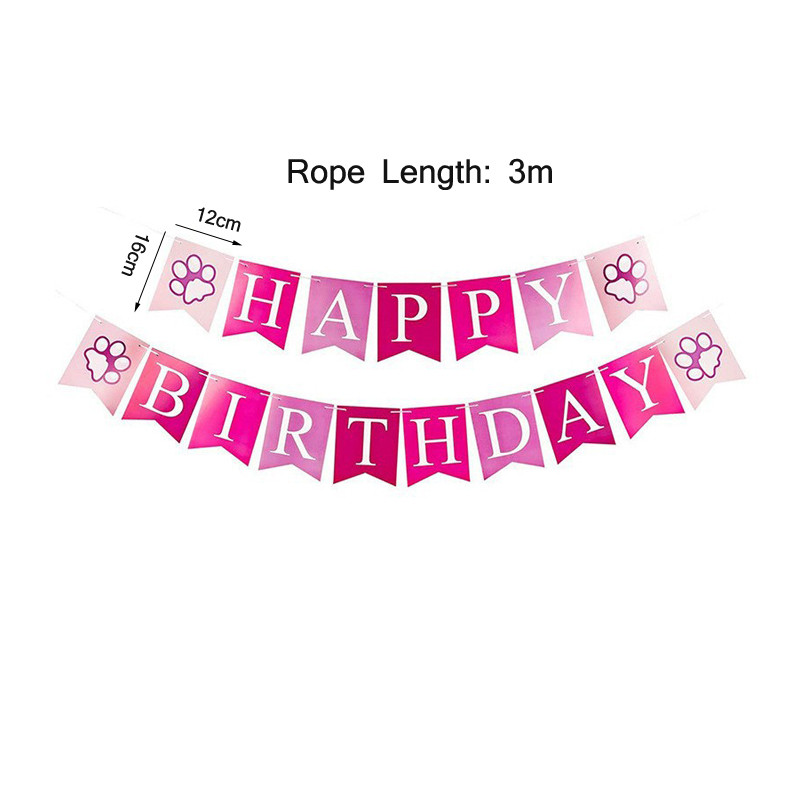 Suņa ķepu apdruka Garland karājas kucēns Daudz laimes dzimšanas dienā Reklāmkarogs bērnu dušai Baby Boy Girl Pet Bot tematiskā ballītes dekorēšana