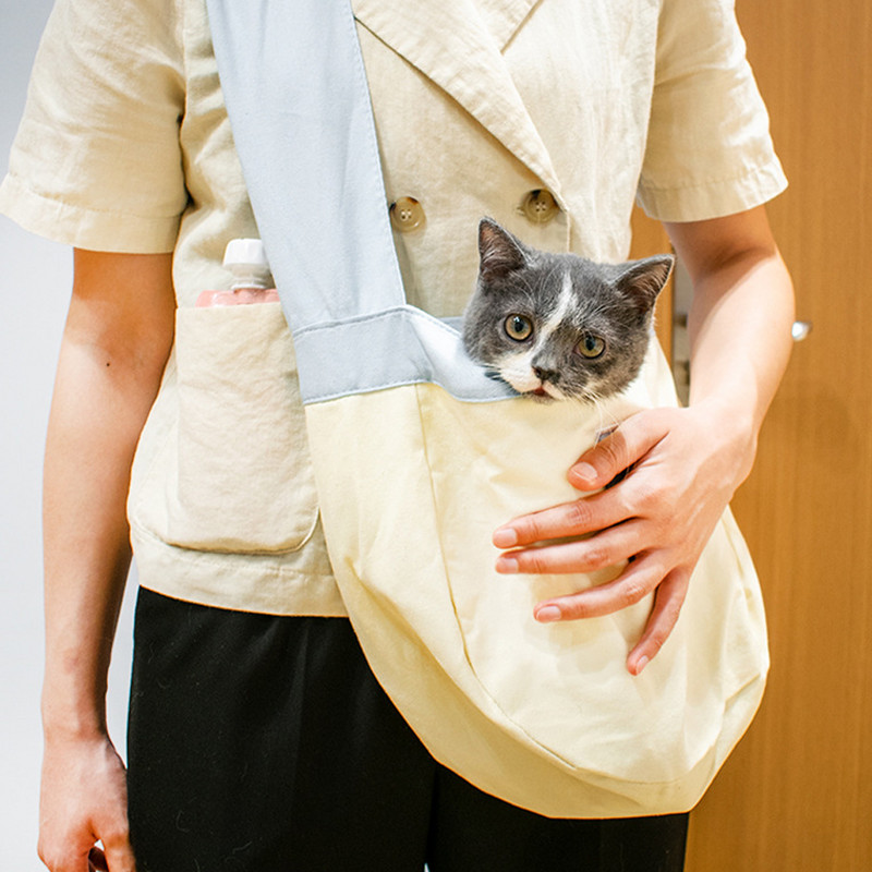 Vászon macskatáska divatos légáteresztő hordozó kültéri utazási kisállat kereszttáska mini kutyához