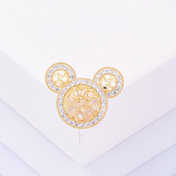 Disney Mickey καρφίτσα Χαριτωμένο Mickey Head Κοίλο σχέδιο καρφίτσα πέτο Μόδα γυναικεία ρούχα Μικρά αξεσουάρ Κοσμήματα Πολύχρωμο κρύσταλλο