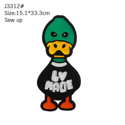 Liela, jauka multfilma dvieļu izšuvumi Dzīvnieku jauktas krāsas lācis pīle kaķis DIY žetons Auduma uzlīme Bērnu ikdienas apģērba T-krekla mētelis