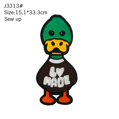 Liela, jauka multfilma dvieļu izšuvumi Dzīvnieku jauktas krāsas lācis pīle kaķis DIY žetons Auduma uzlīme Bērnu ikdienas apģērba T-krekla mētelis