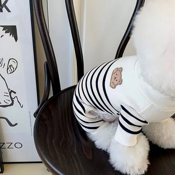 Ανοιξιάτικη και Καλοκαιρινή ριγέ φόρμα για σκύλους Puppy Poodle Bichon Ρούχα σπιτιού Ρούχα για κατοικίδια Ρούχα για γάτες Άνετα Μικρά ρούχα για σκύλους Chihuahua
