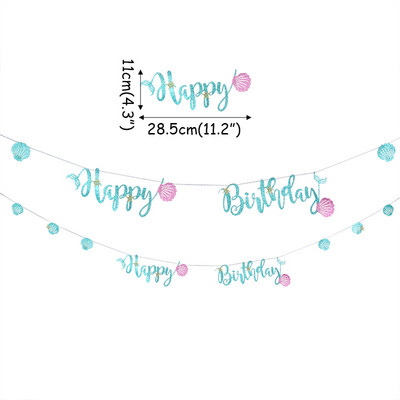 Nāras ballītes noformējums "Daudz laimes dzimšanas dienā" Ķermeņa reklāmkarogs Okeāna nāras dzimšanas dienas ballīte, kūku pildījumi bērnu dušas piederumi