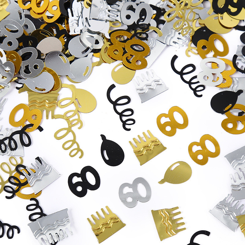 1 soma Konfeti angļu baloni 18. attēls 30 40 50 60 Daudz laimes dzimšanas dienā Pieaugušo dekorēšanas piederumi Sequins Jubiversaire