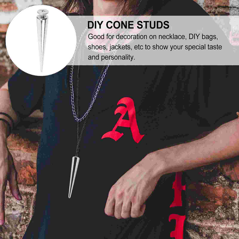 10 gab. Nagi Aksesuāri Armatūra Metāla kniedes Kniedes Sudraba konusa tapas Ar Aksesuāri Punk Bullet Spikes