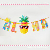 Havaju ananāsu reklāmkarogs Vasaras Aloha Augļu tēmas Vītnes Havaju Ziedu Vainags Reklāmkarogs Priecīgas tropiskās pludmales ballītes dekors