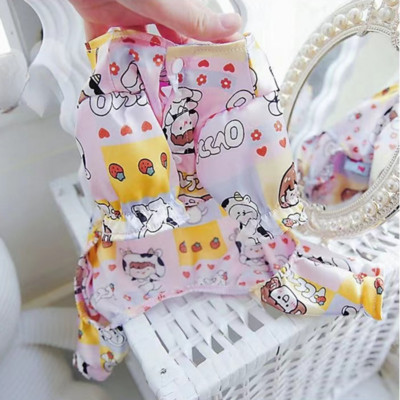 Mājdzīvnieku apģērbs Pavasaris Vasaras Mode Kaķu multfilmas Kombinezons Mazs Suns Mīlīgs Dizainera pidžamas Kucēnu Krekliņš Čivavas pūdelis Pomerānijas