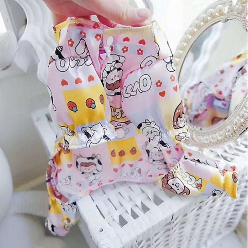 Mājdzīvnieku apģērbs Pavasaris Vasaras Mode Kaķu multfilmas Kombinezons Mazs Suns Mīlīgs Dizainera pidžamas Kucēnu Krekliņš Čivavas pūdelis Pomerānijas