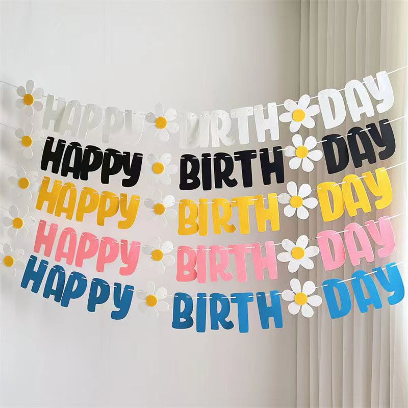 Daudz laimes dzimšanas dienā Krāsains filca reklāmkarogs vītnes vimpelis Bērnu duša Kāzu dzimšanas dienas vītnes karogs ballītes dekorēšanas piederumi