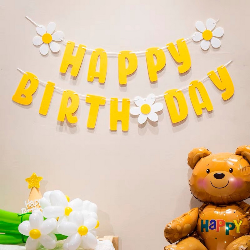 Daudz laimes dzimšanas dienā Krāsains filca reklāmkarogs vītnes vimpelis Bērnu duša Kāzu dzimšanas dienas vītnes karogs ballītes dekorēšanas piederumi