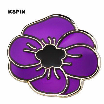 Purple Poppy Flower Pins Badge Brooch Badges on Backpack Pin Brooch