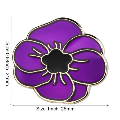 Μωβ Poppy Flower Pins Badge Brooch Badges on Backpack Pin Καρφίτσα