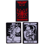 C2010 Tarot emaljas piespraudes Pielāgotas Saules Mēness Zvaigznes Gothic Skelets Mīļāk Piespraudes Atloks nozīmītes Soma Panka Tumšā Ragana Rotaslietas Dāvana