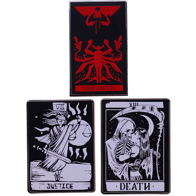 C2010 Tarot Enamel Pins Custom Sun Moon Stars Gothic Skeleton Lover Brooches Lapel Badges Bag Punk Dark Witch Jewelry Gift