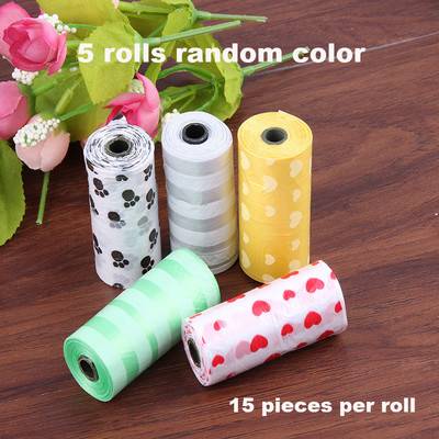 5 ruļļi Kaķu pakaišu kakas maisiņi Bioloģiski noārdāmi mājdzīvnieku suņu kakas maisiņi Suņu kakas maisiņi Dozators Mājdzīvnieki Produkti suņiem Pakaišu maisiņi