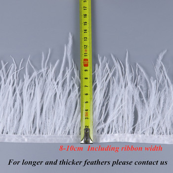 1 μέτρο Πολύχρωμο φτερό στρουθοκαμήλου Κορδέλα 8-10cm Λευκή Στρουθοκάμηλος για Διακόσμηση ρούχων Φτερά ραπτικής Χειροτεχνίας