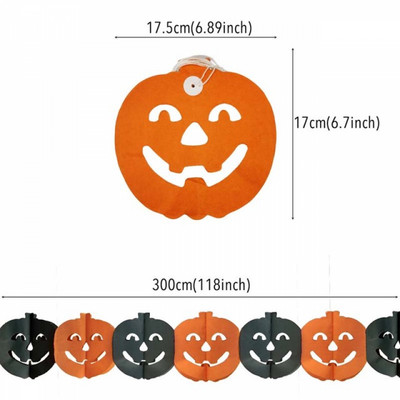 3M Helovīna karājās Garland Bunting Sikspārnis Ķirbis Spoki Zirneklis Papīra Reklāmkarogs Priecīgu Helovīna ballīti Mājas rotājumi