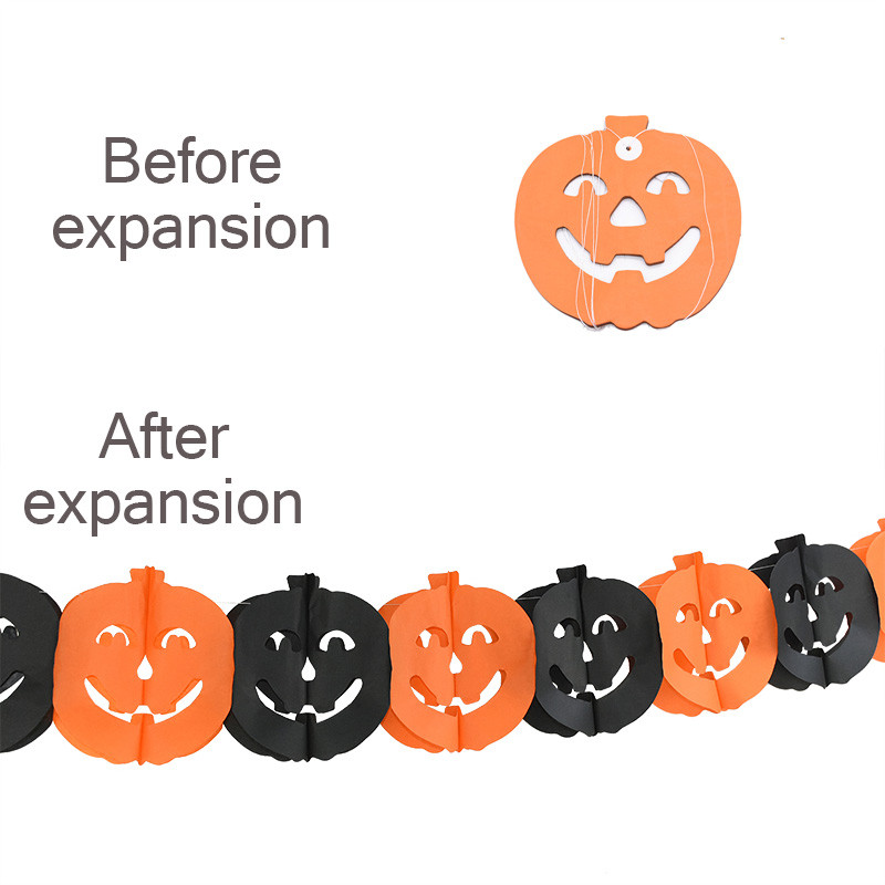 3M Helovīna karājās Garland Bunting Sikspārnis Ķirbis Spoki Zirneklis Papīra Reklāmkarogs Priecīgu Helovīna ballīti Mājas rotājumi