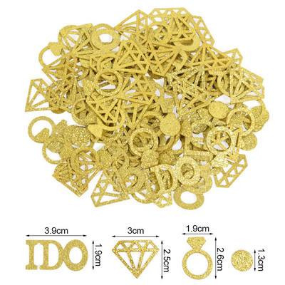 100 gab Zelta, tikko precējusies konfeti līgava ar spīdumu, lai kļūtu par vecpuišu ballīti saderināšanās konfeti kāzu ballīšu dekorēšanai