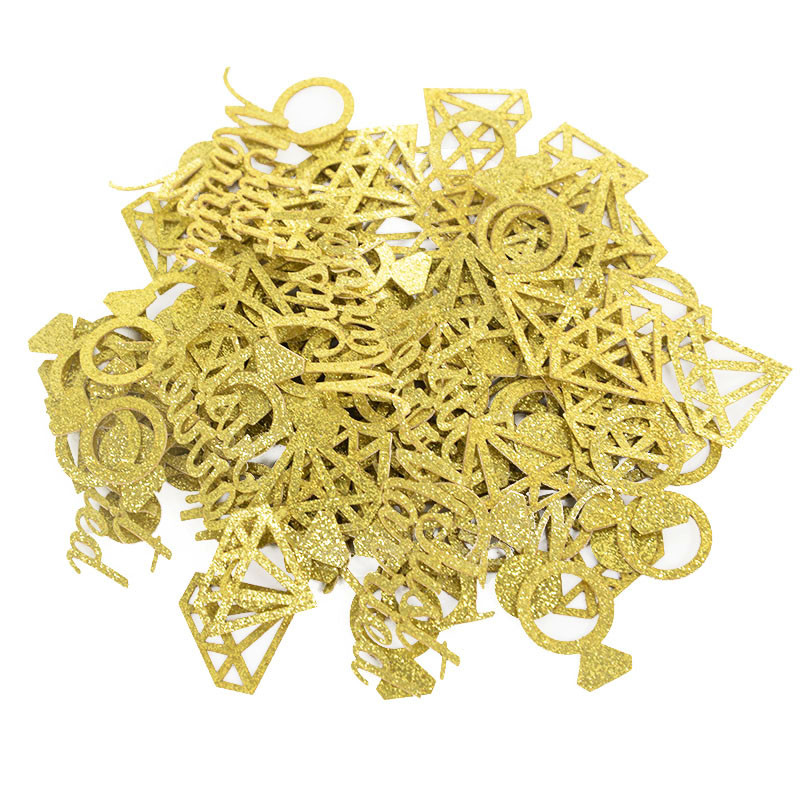 100 gab Zelta, tikko precējusies konfeti līgava ar spīdumu, lai kļūtu par vecpuišu ballīti saderināšanās konfeti kāzu ballīšu dekorēšanai