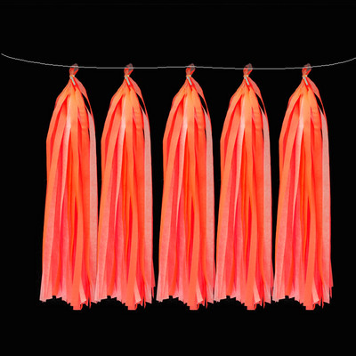 Spīd UV gaismā ballīšu aksesuāri Neona papīra pušķi, vītnes un reklāmkarogs Dzimšanas dienas ballīte kāzu UV spīduma ballītes dekorācija