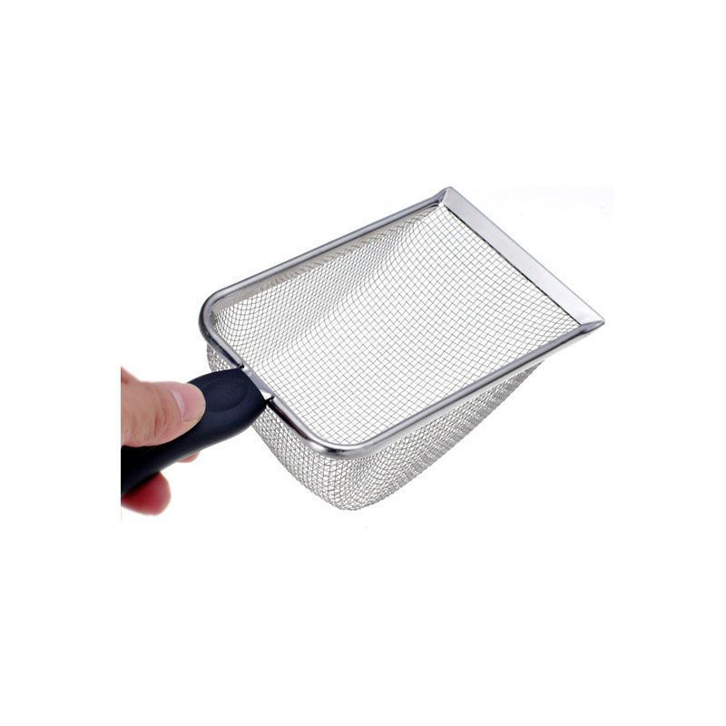 Kisállat macska hulladéklapát hosszú nyelű rozsdamentes acél fém lapát alomszűrő szemét homoklapát kisállattisztító szerszám macska kellékek