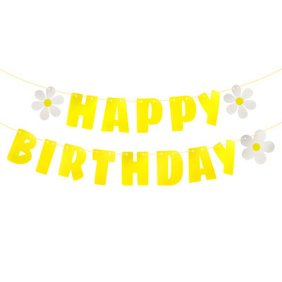 Dzeltens reklāmkarogs daudz laimes dzimšanas dienā