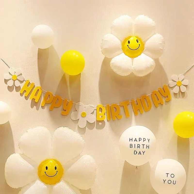 Dzeltens reklāmkarogs daudz laimes dzimšanas dienā