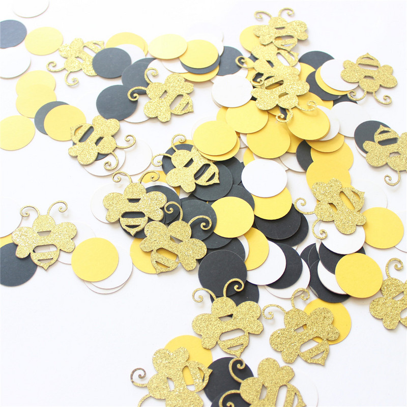 180 τμχ/τσάντα Χαρτί με θέμα τη μέλισσα Μιξ Χρώμα κομφετί για διακόσμηση πάρτι γενεθλίων γάμου Στρογγυλό χαρτί Προμήθειες για πάρτι γενεθλίων