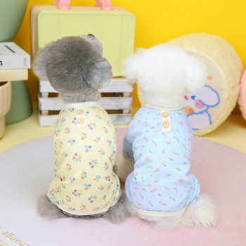 Ολόσωμη φόρμα για κατοικίδια Άνοιξη Καλοκαίρι Πιτζάμες Σχεδιαστής Μόδας Κατοικίδιων Ζώων Μικρός σκύλος Χαριτωμένο πουκάμισο με λουλούδια κουτάβι Γλυκά ρούχα Chihuahua Poodle Yorkie