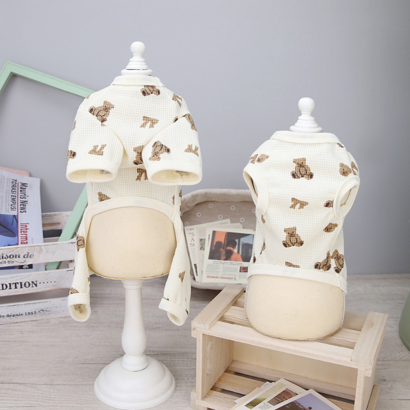 Kis kutyamellény Nyári Tavaszi divat Rajzfilm Jumpsuit macska édes pizsama kiskutya aranyos ing Kisállat ruhák Chihuahua uszkár Yorkshire