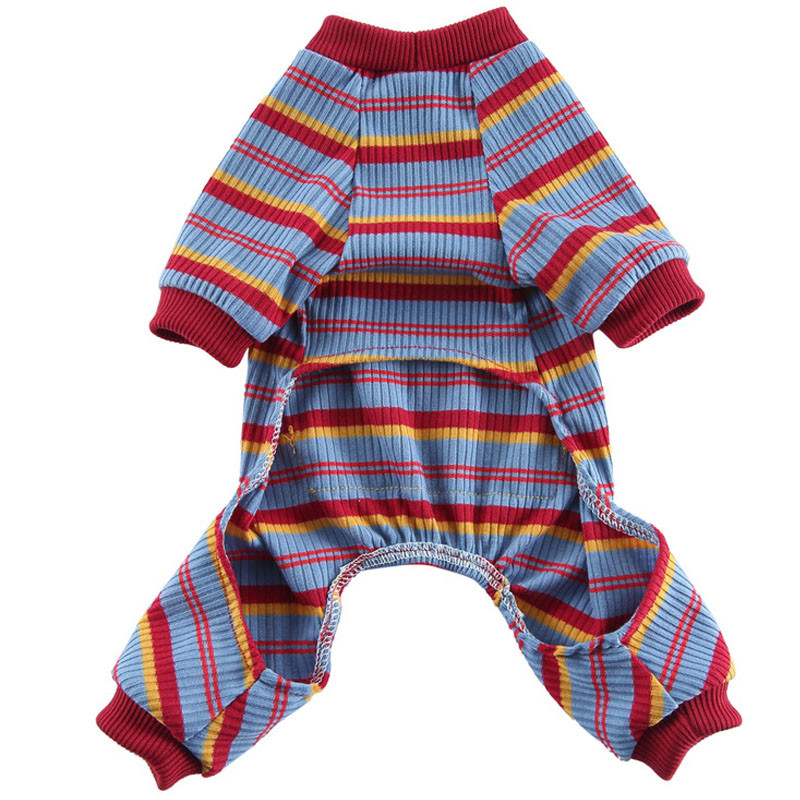 Strips suns kombinezons pidžamas suņu apģērbi pavasara rudens kabatas trikotāžas mājdzīvnieku kapuces Pidžamas treniņtērps maziem suņiem Chiwawa PJS XS