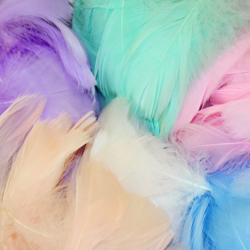 Suled hulgimüük 100 tk 4-8cm väike luigeplokk kohev värviline naturaalne hanesulg käsitööks Kleidi lõikamine ehete valmistamiseks