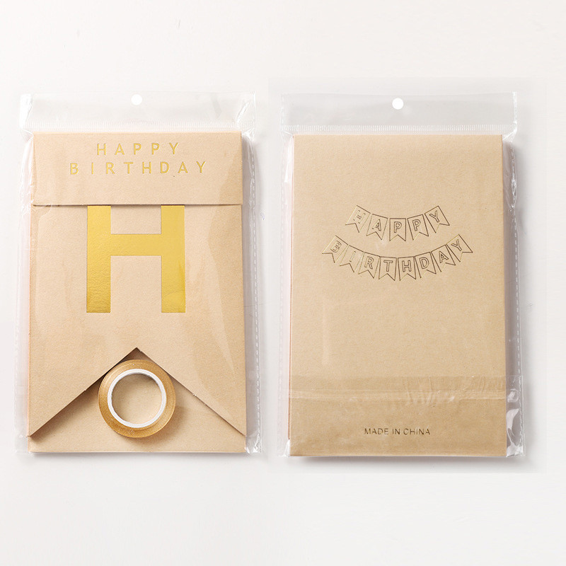 Daudz laimes dzimšanas dienā rotājumi Kraftpapīrs bronzējošs zelta sudraba reklāmkarogs Dzimšanas dienas ballītes noformējums meža vienkāršs reklāmkarogs