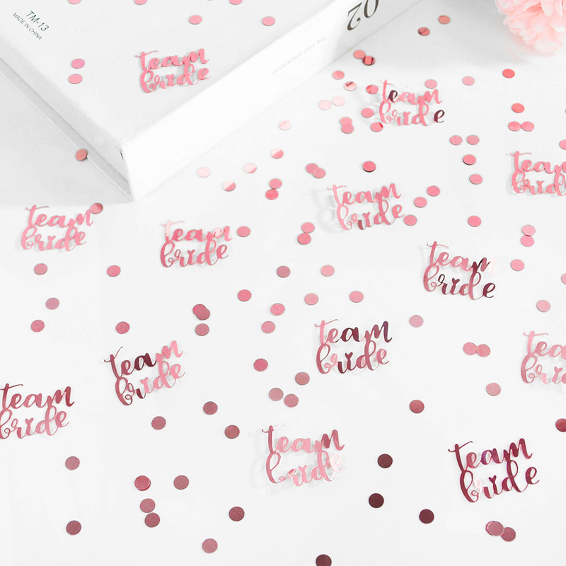 15 g/maiss Rose Gold Team Bride To Be Konfeti Vēstules Plastmasas Konfeti Kāzu Dekorācijas Vecmeitu ballītes piederumi