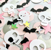 Helovīna sikspārņu spoku mētāšanas papīra lūžņi Krāsaini spīdīgi zvaigznes mēness konfeti Priecīgu Helovīna spoku festivāla ballīšu dekori