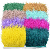 1 metras aukštos kokybės stručio plunksnos ant juostos juostelės pakraščio apdaila 8-10 cm DIY siuvimo apdaila Flecos baltos plunksnos suknelės drabužiai