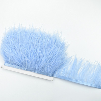 1 metras aukštos kokybės stručio plunksnos ant juostos juostelės pakraščio apdaila 8-10 cm DIY siuvimo apdaila Flecos baltos plunksnos suknelės drabužiai