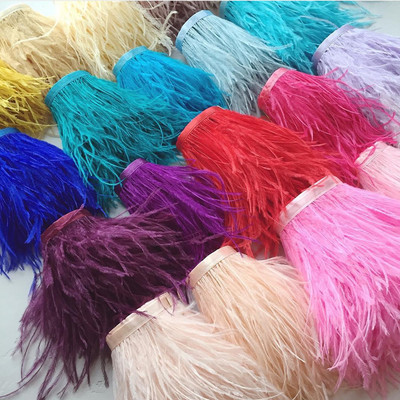 1 Meter Multicolor Ostrich Feathers Trimming Ribbon 8-10cm Natural feathers for Dress Clothing Dress Decoration Sewing Crafts
