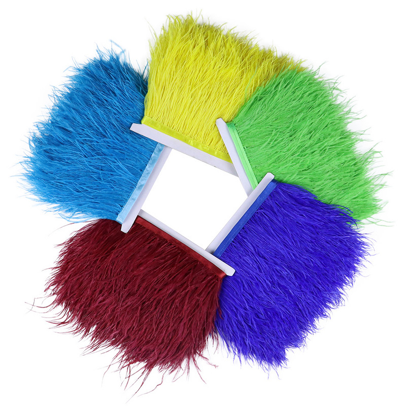 1 metras Daugiaspalvės Stručio plunksnos kirpimo juostelė 8-10cm Natūralios plunksnos suknelėms Drabužiams Suknelių dekoravimui Siuvimo amatai