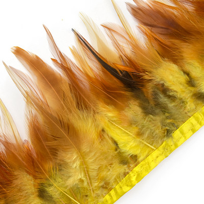 1 metrs krāsains fazānu gaiļa spalvu bārkstis uz lentes vistas spalvu lentes šūšana, mušu sasienama kleita, mežģīņu rotājumi