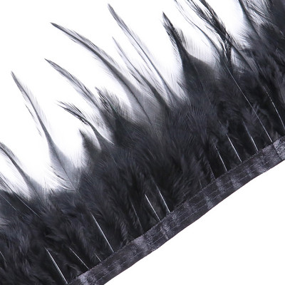 1 metrs krāsains fazānu gaiļa spalvu bārkstis uz lentes vistas spalvu lentes šūšana, mušu sasienama kleita, mežģīņu rotājumi