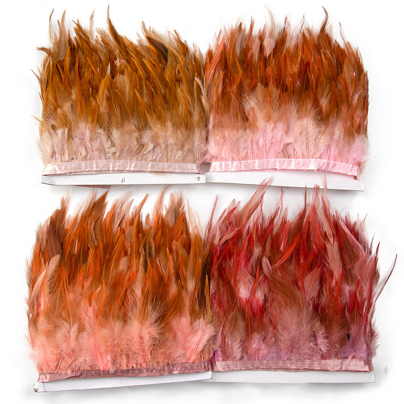 1 metrs krāsains fazānu gaiļa spalvu bārkstis uz lentes vistas spalvu lentes šūšana, mušu sasienama kleita, mežģīņu rotājumi